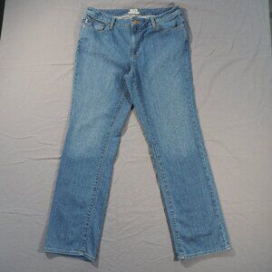 LL Bean Jeans Womens 14R Blue Denim Favorite Fit Straight High Rise Minimalist